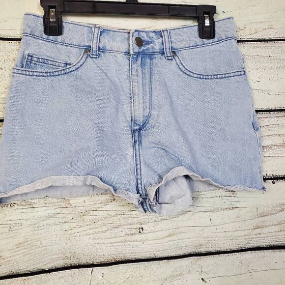 Roxy Women's High Rise Light Wash Denim Shorts Size 27 Raw Hem Cutoff Distressed - Picture 2 of 8
